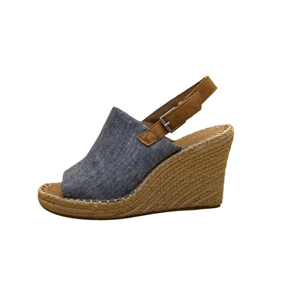 Toms Womens Tan & Denim Wedge Espadrille Slingback Open-Toe Sandals Size 7.5 - Picture 4 of 10